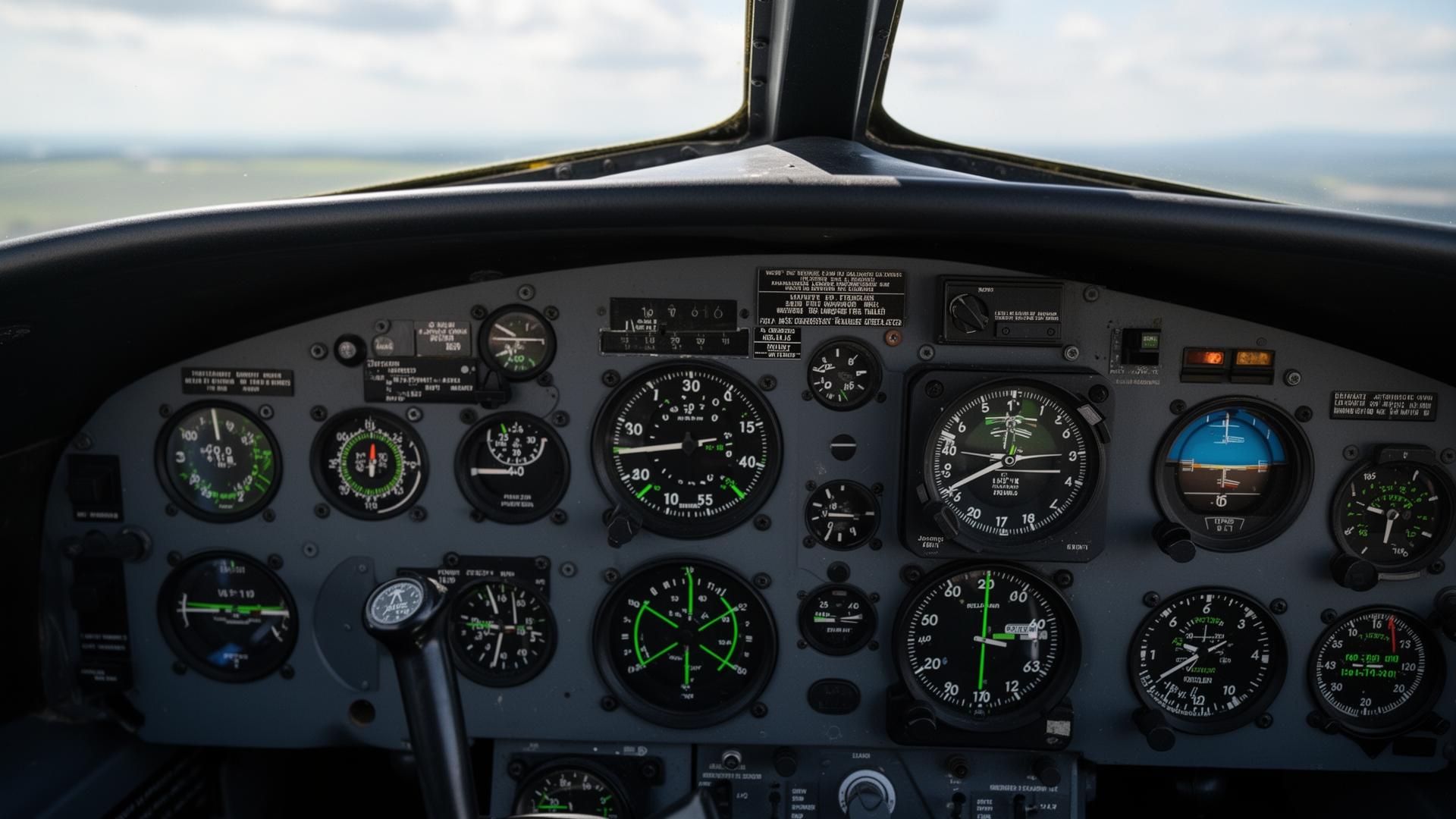 Vintage jet cockpit instrument panel